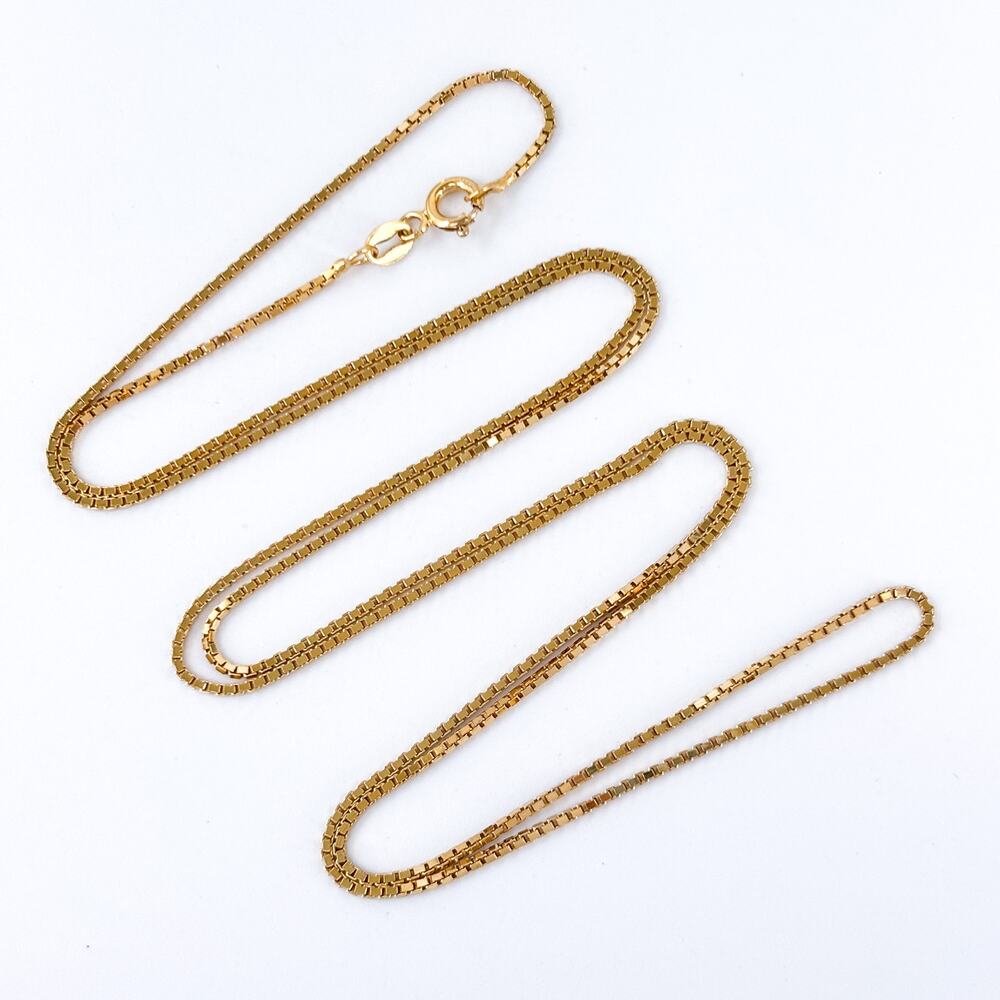 Vintage Sterling Silver 925 Gold-Tone Box Necklace 30"